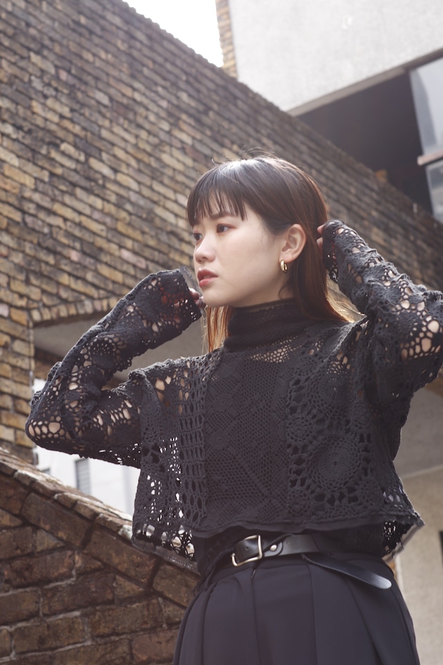 MALION VINTAGE マリオンヴィンテージ crochet lace high neck top BLACK 06-1-2 サムネイル画像